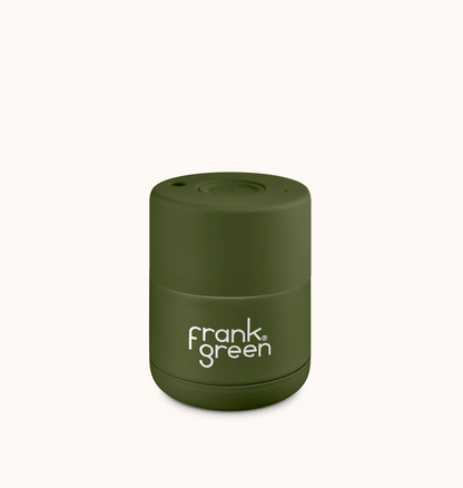 Frank Green Ceramic Reusable Cup 6oz, 10oz Or 16oz, Khaki (Push Button Lid)