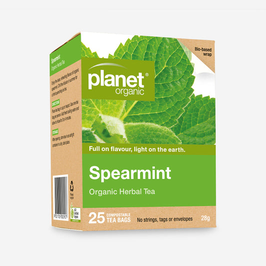 Planet Organic Herbal Tea 25 Tea Bags, Spearmint; Clean & Refreshing