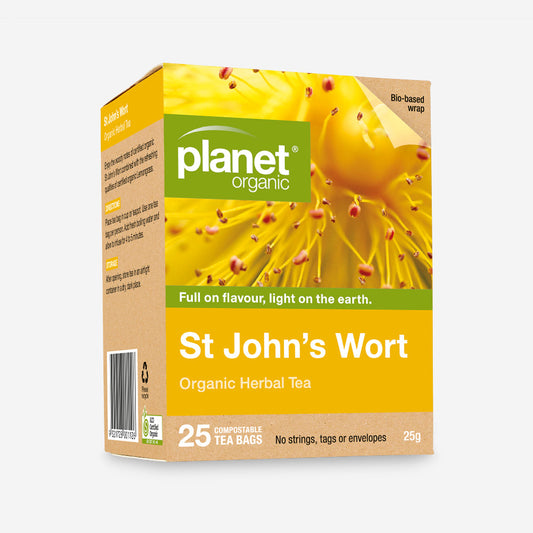 Planet Organic Herbal Tea 25 Tea Bags, St Johns Wort; With Woody Tones & Refreshing Taste