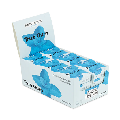 True Gum Plastic & Sugar Free Gum Single Pack (21g) Or A Box Of 24, Strong Mint Flavour Plastic Free Packaging