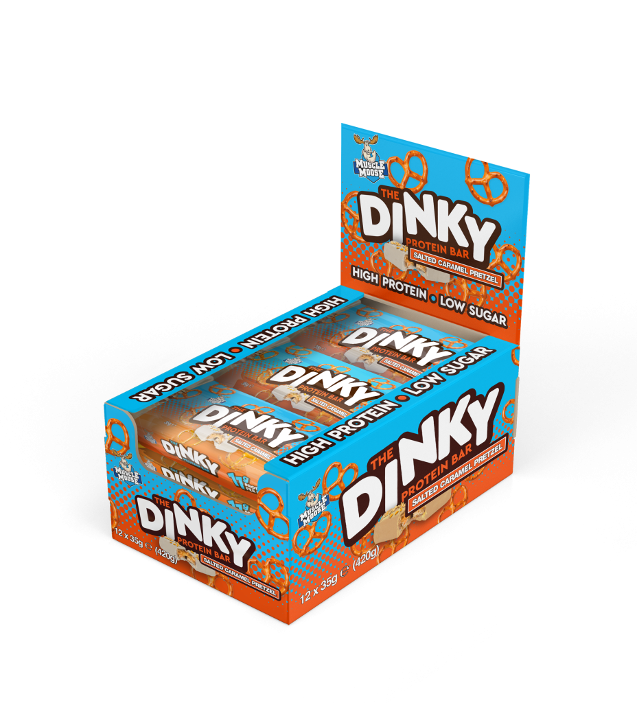 Muscle Moose The Dinky Protein Bar 35g Or 12X 35g Box, Salted Caramel Pretzel Flavour
