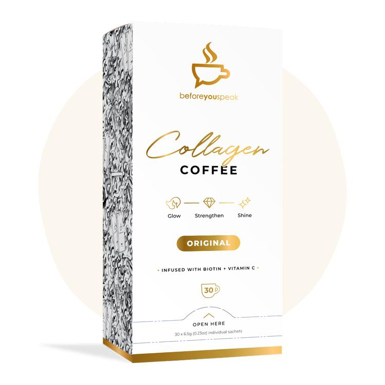 Before You Speak Collagen Coffee 6.5g, 7 Pack Or 30 Pack, Original Flavour