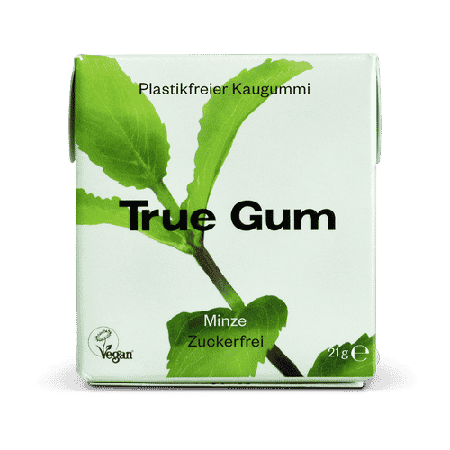 True Gum Sugar Free Gum, Single Pack (21g) Or A Box Of 24, Mint Flavour Plastic Free Packaging