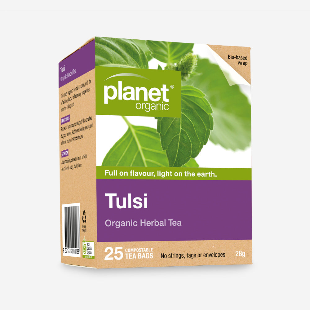 Planet Organic Herbal Tea 25 Tea Bags, Tulsi; Pure & Refreshing