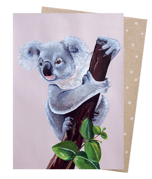 Earth Greetings Lilac Koala Card, Heylie Morris Collection (Includes One Card & One Kraft Envelope)