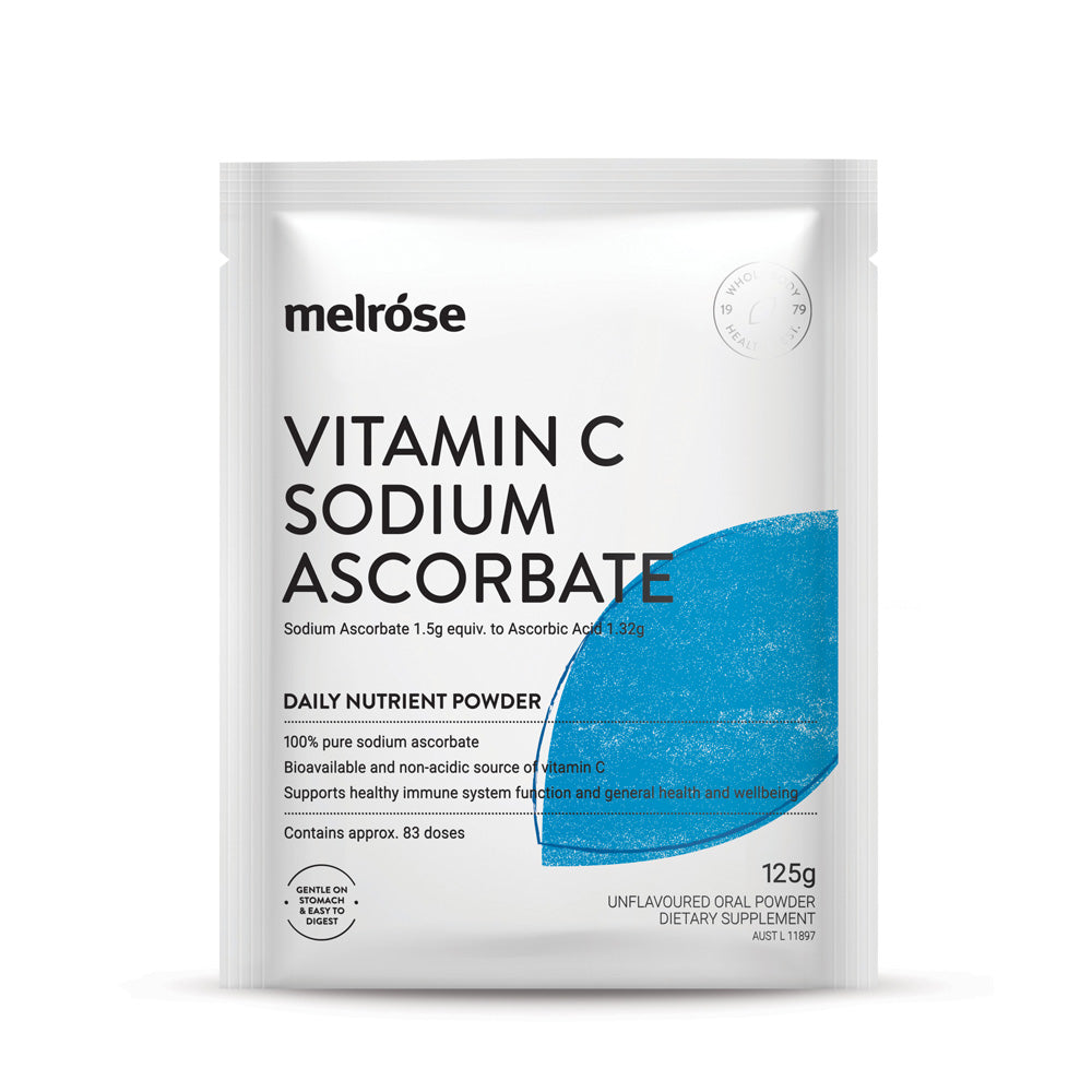 Melrose Organic Vitamin C Sodium Ascorbate 125g Sachet, Support Immune System & Body Detoxification