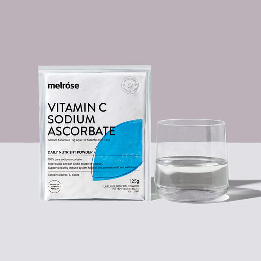 Melrose Organic Vitamin C Sodium Ascorbate 125g Sachet, Support Immune System & Body Detoxification