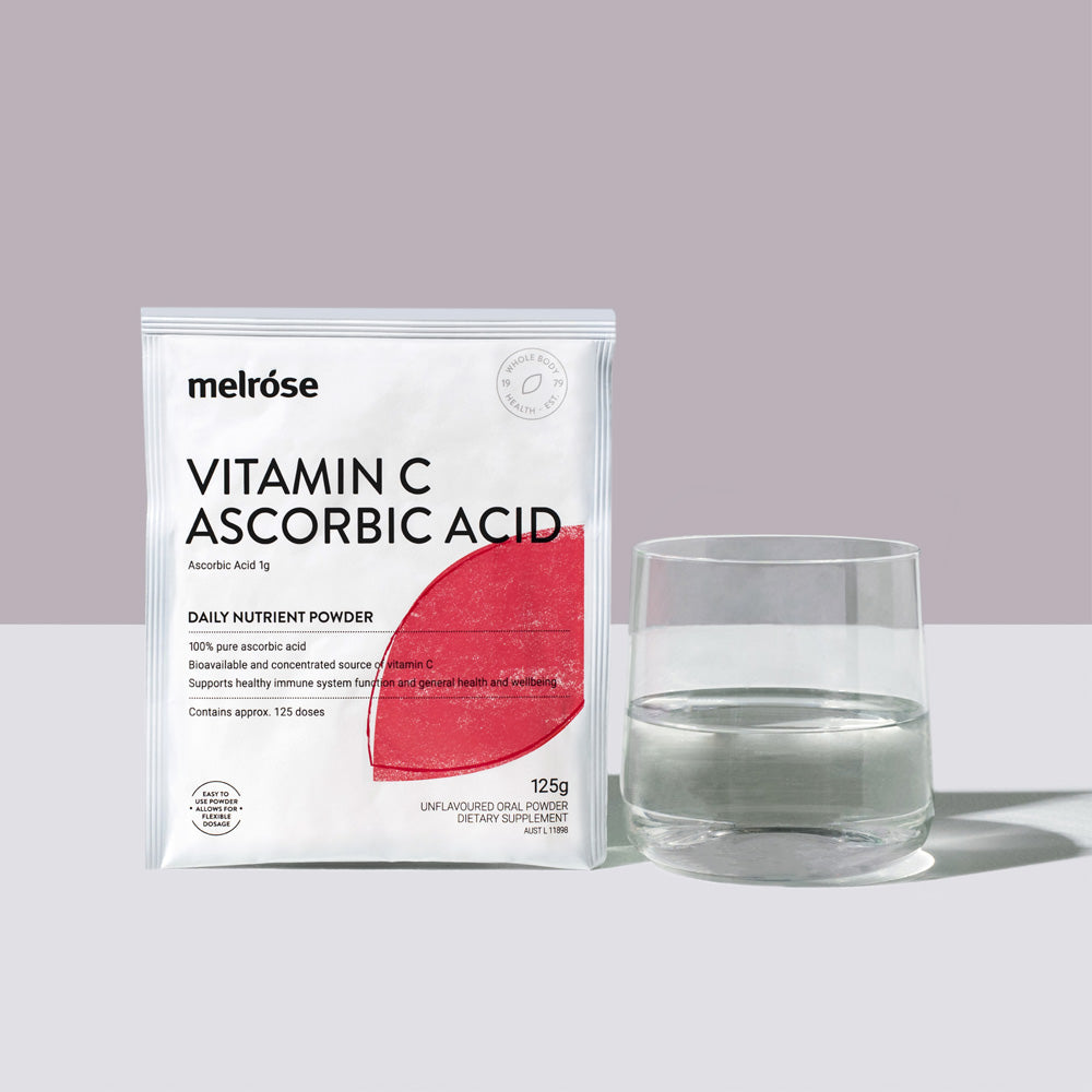 Melrose Organic Vitamin C Ascorbic Acid 125g Sachet, Support Connective Tissue & Iron Detoxification