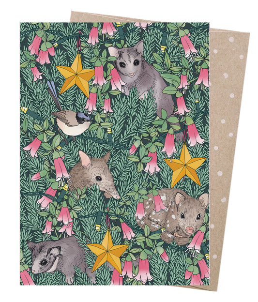 Earth Greetings Bush Baby Christmas Card, Victoria McGrane Collection (Includes One Card & One Kraft Envelope)