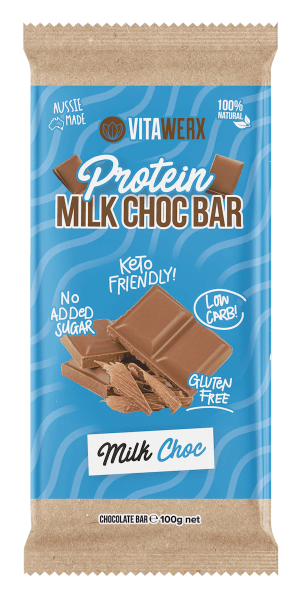 Vitawerx Protein Milk Chocolate Bar, Single 100g Or A Box of 12x 100g
