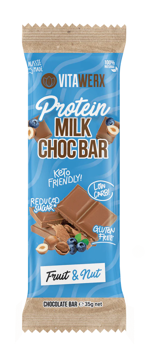 Vitawerx Protein Milk Chocolate Bar Fruit & Nut, 35g Or A Box Of 12x35g