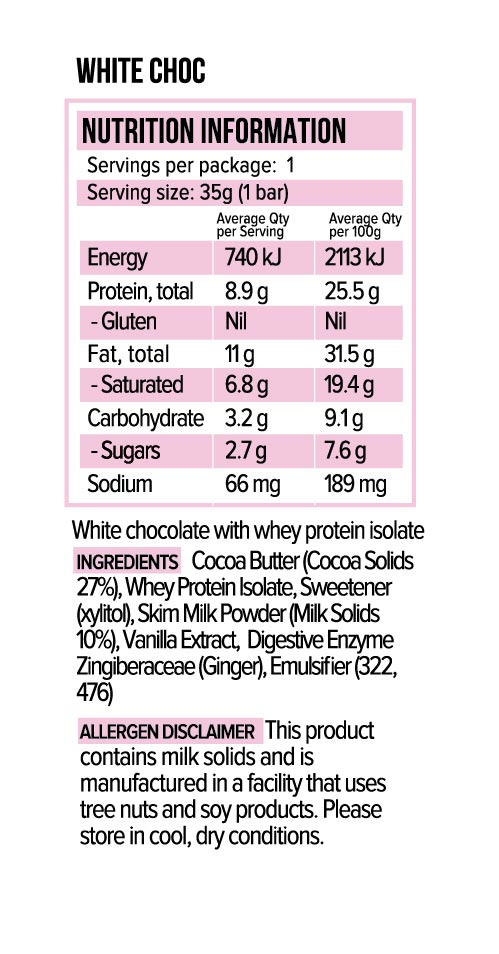 Vitawerx Protein White Chocolate Bar 35g or Box of 12
