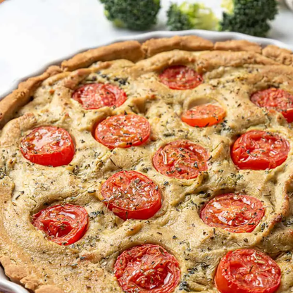 Quiche With Veggies & An Organic Cashew Turmeric Filling - Vegan, Whole Or A Slice