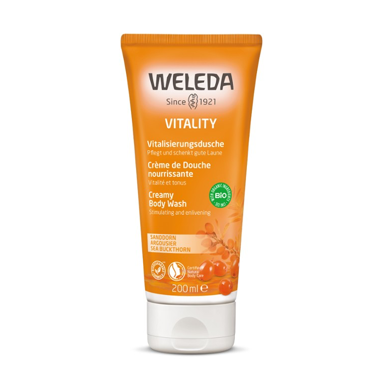 Weleda Vitality Creamy Body Wash 200ml, Sea Buckthorn