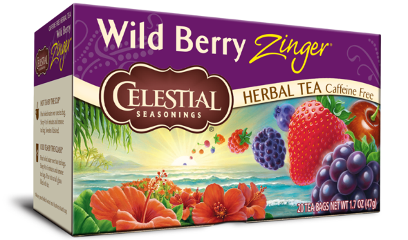 Celestial Seasonings Herbal Tea 20 Bags, Wild Berry Zinger Caffeine Free
