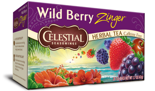 Celestial Seasonings Herbal Tea 20 Bags, Wild Berry Zinger Caffeine Free