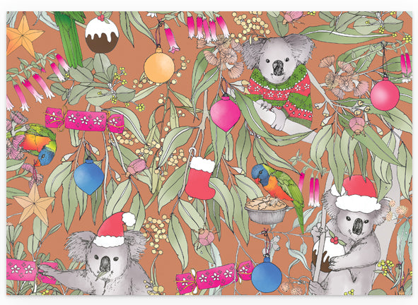 Earth Greetings Magic Pudding Australian Christmas Folded Wrapping Paper, Victoria McGrane Collection