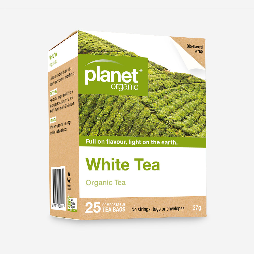 Planet Organic Tea 25 Tea Bags, White Tea; Smooth & Mellow