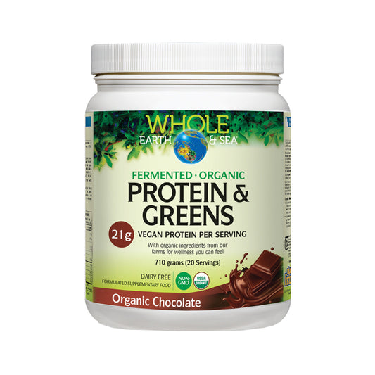 Whole Earth & Sea Protein & Greens 710g, Chocolate Flavour Certified Organic & Fermented Protein