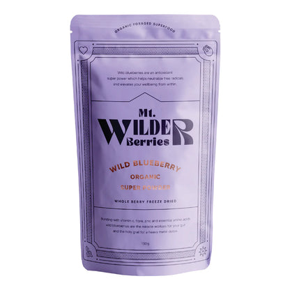 Mt Wilder Organic Wild Blueberry Powder 100g, Bursting with Vitamin C, Fibre, Zinc and Essential Amino Acids