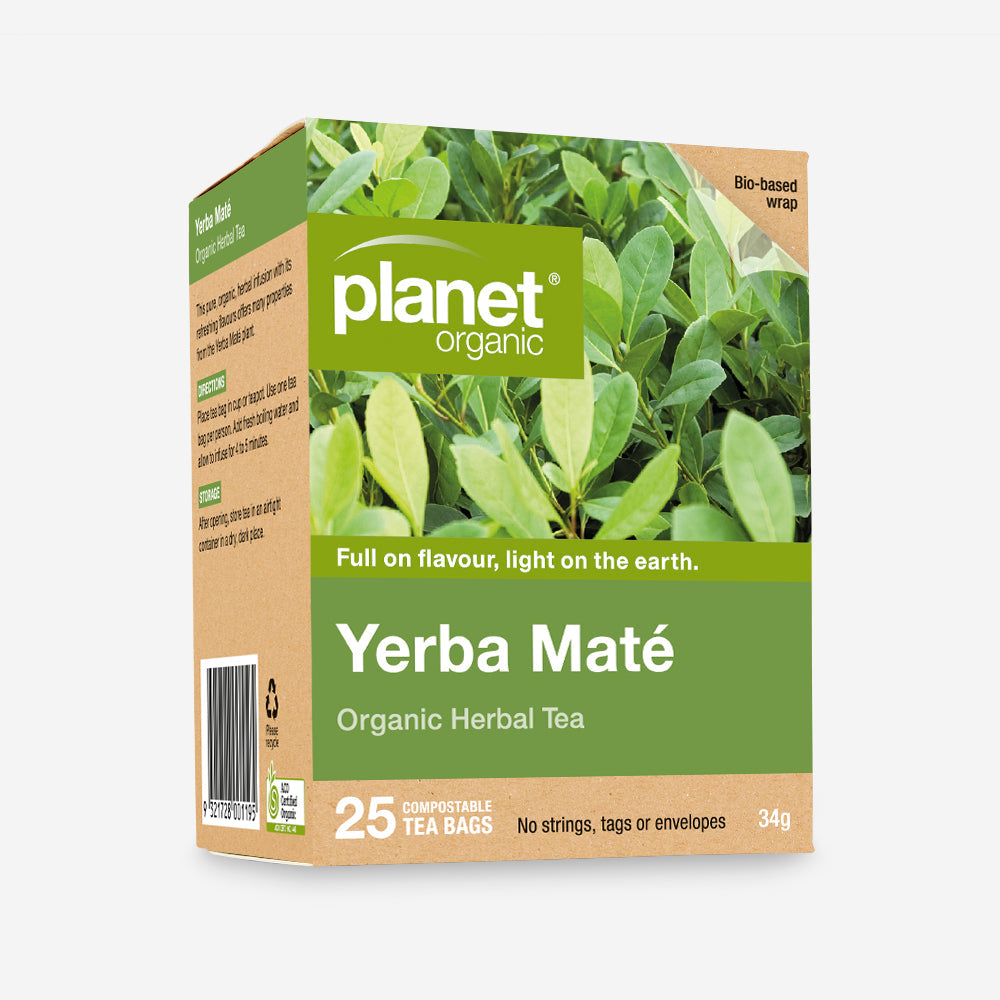 Planet Organic Herbal Tea 25 Tea Bags, Yerba Mate; Refreshing & Purifying
