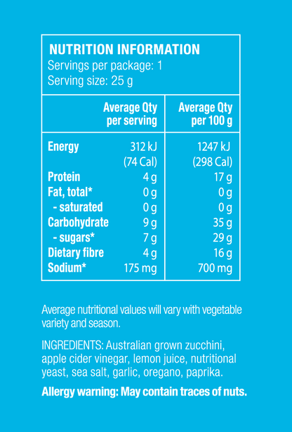 Nudus Bites Vegetable Air Dried Zucchini Chips 20g, Cracking Sea Salt Flavour