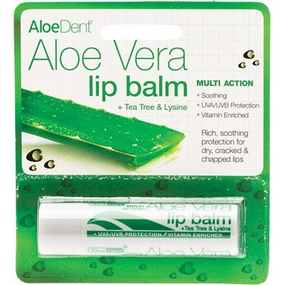 Aloe Dent Lip Balm, 4g Aloe Vera With Tea Tree & Lysine