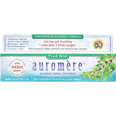 Auromere Ayurvedic Toothpaste 117g, Fresh Mint Flavour, Fluoride Free