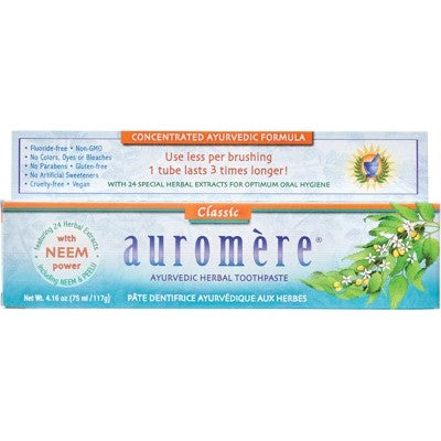 Auromere Ayurvedic Toothpaste 117g, Classic (Licorice) Flavour, Fluoride Free