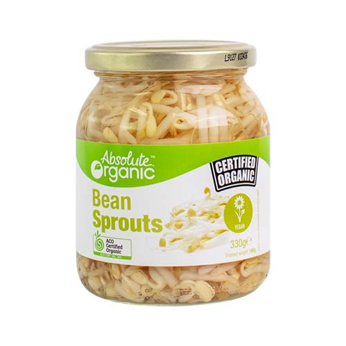 Absolute Organic Bean Sprouts 330g, (Glass Jar) Australian Certified Organic