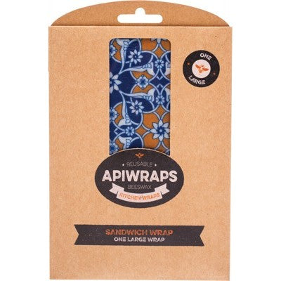 Apiwraps Reusable Beeswax Wraps, Sandwich Wrap, Contains One Large Wrap