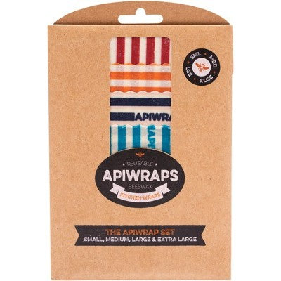 Apiwraps Reusable Beeswax Wraps, Full Set of Wraps, Contains One Extra Large Wrap, One Large, One Medium & One Small Wrap