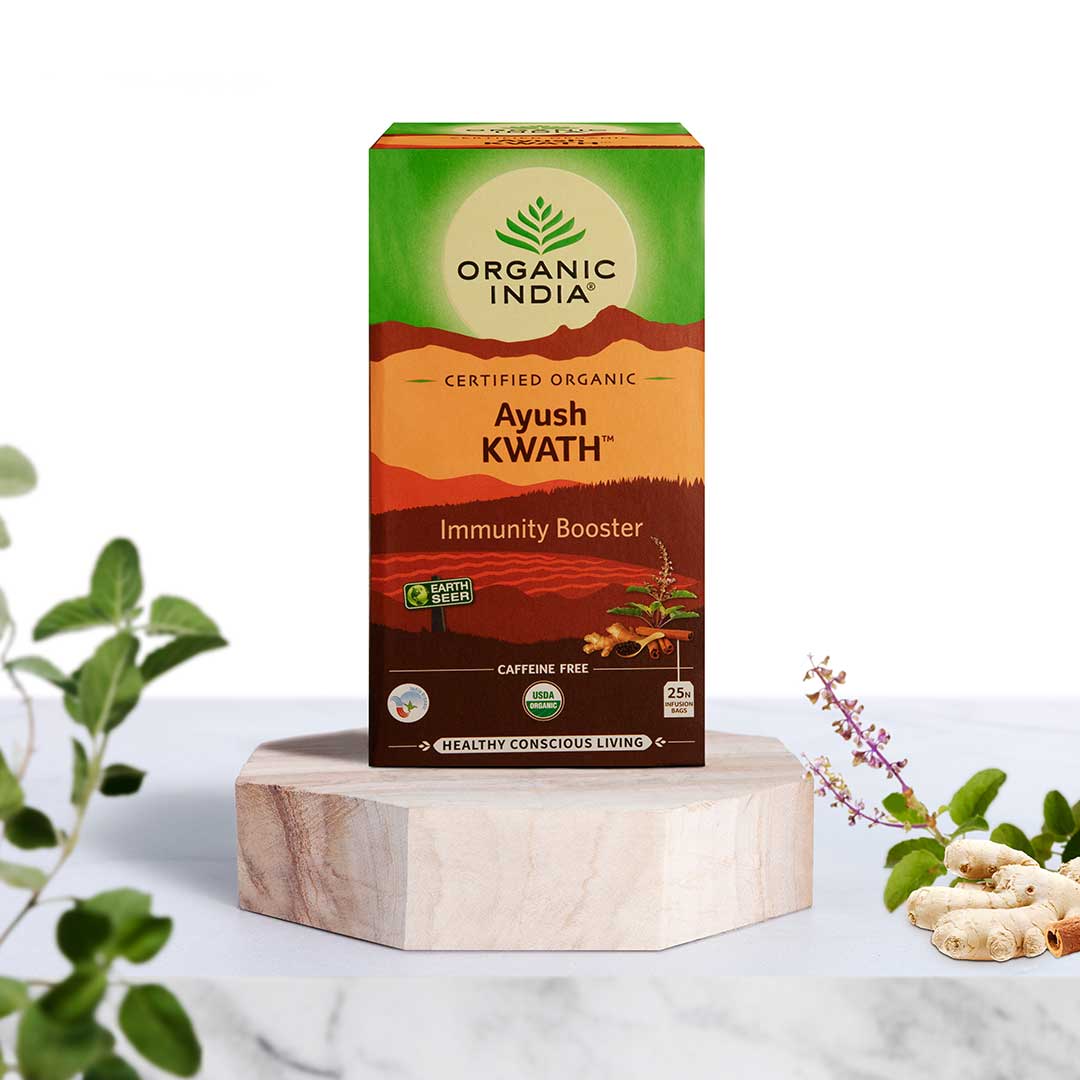 Organic India Wellness Tea Tulsi Ayush Kwath, 25 Herbal Tea Bags; Certified Organic Immunity Booster