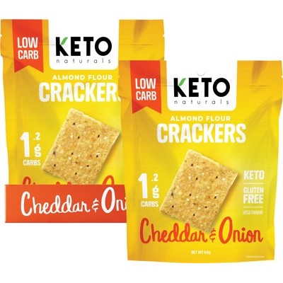 Keto Naturals Almond Flour Crackers 64g, Cheddar & Onion Flavour