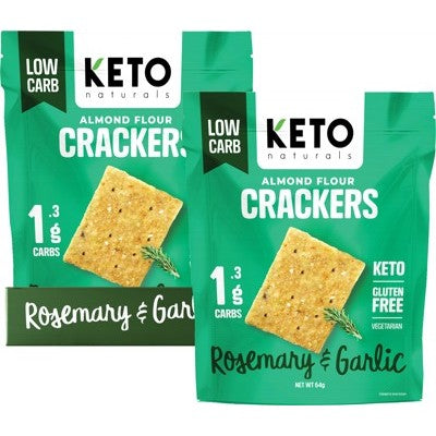 Keto Naturals Almond Flour Crackers 64g, Rosemary & Garlic Flavour