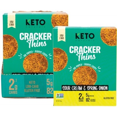 Keto Naturals Cracker Thins , 64g Sour Cream & Spring Onion Flavour