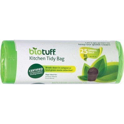 BioTuff Kitchen Tidy Bag Small 8L - 25 Bags, 75 Bags Or 150 Bags