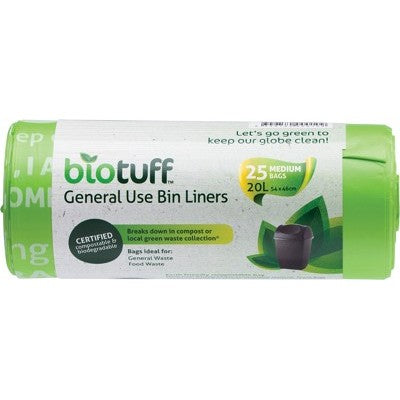 BioTuff General Use Bin Liners Medium 20L - 25 Bags