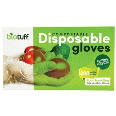 BioTuff Gloves, Compostable & Disposable 200 Gloves, Medium Or Large Size
