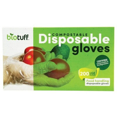 BioTuff Gloves, Compostable & Disposable 200 Gloves, Medium Or Large Size