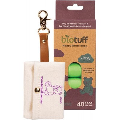 BioTuff Compostable Nappy Waste Bags & One Dispenser (4 X 10 Bag Rolls)