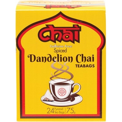 Chai Tea Spiced Dandelion Chai 24 Tea Bags, Caffeine Free