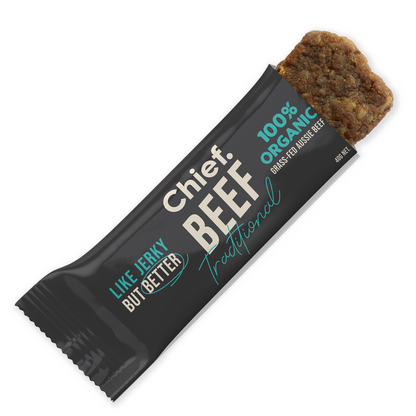 Chief. Grass-Fed Beef Bar Single Bar 40g Or A Box Of 12 Bars, Traditional Beef Flavour