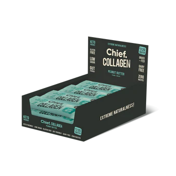 Chief. Collagen Bar Single Bar 45g Or A Box Of 12, Peanut Butter Flavour