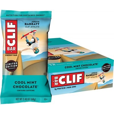 Clif Energy Bar, Cool Mint Chocolate (49mg Caffeine) Single Bar (68g) Or A Box Of 12 Bars