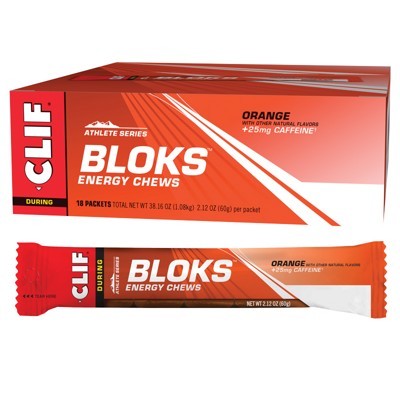 Clif Bloks Energy Chews, Orange (25mg Caffeine) Single Blok (60g) Or A Box Of 18 Bloks