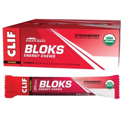 Clif Bloks Energy Chews, Strawberry Single Blok (60g) Or A Box Of 18 Bloks
