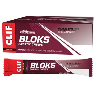 Clif Bloks Energy Chews, Black Cherry (50mg Caffeine) Single Blok (60g) Or A Box Of 18 Bloks