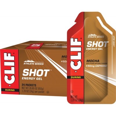 Clif Shot Energy Gel, Mocha (50mg Caffeine) Single Gel (34g) Or A Box Of 24 Gels