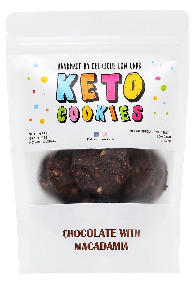 Delicious Low Carb Keto Cookies 100g, Choc Macadamia Flavour